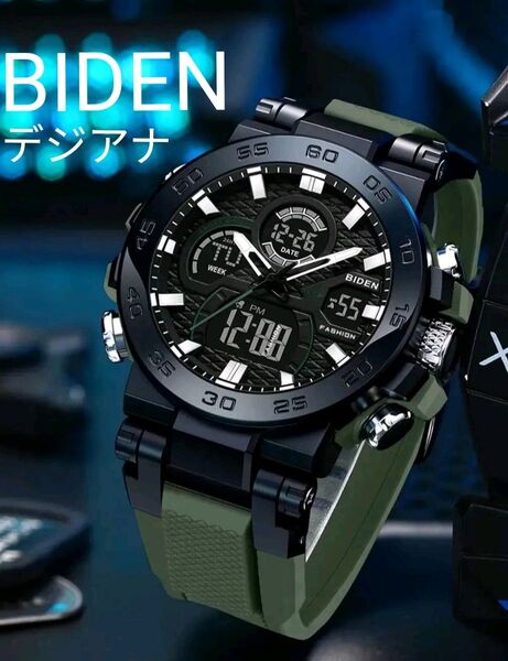 在★■ 新品 BIDEN メンズ 腕時計 デジアナ