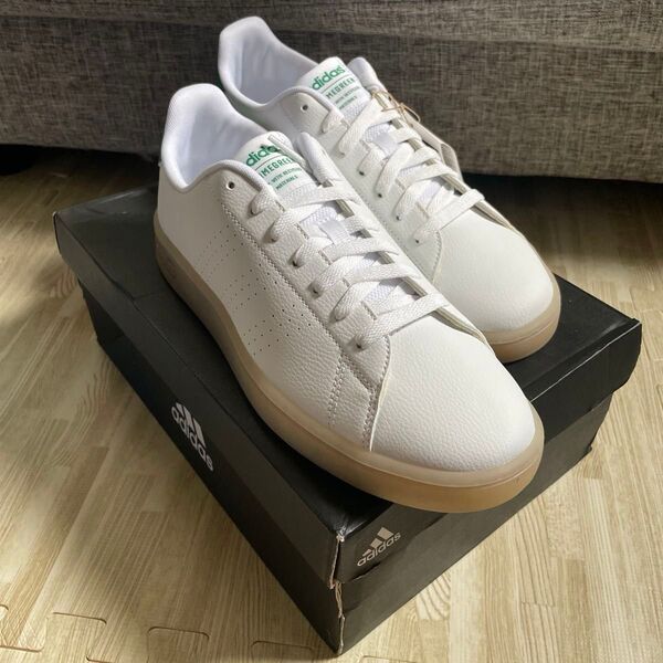 本日まで 新品 未使用 adidas アディダス ADVANCOURT Eco M スニーカー 28.0cm ホワイトxグリーン