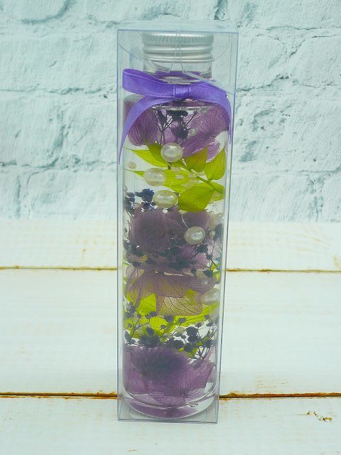★Great bargain, last one left! Herbarium in clear case, handmade, finished product, rose and globe amaranth, purple, round bottle, 150ml, small gift★, Handmade items, interior, miscellaneous goods, ornament, object