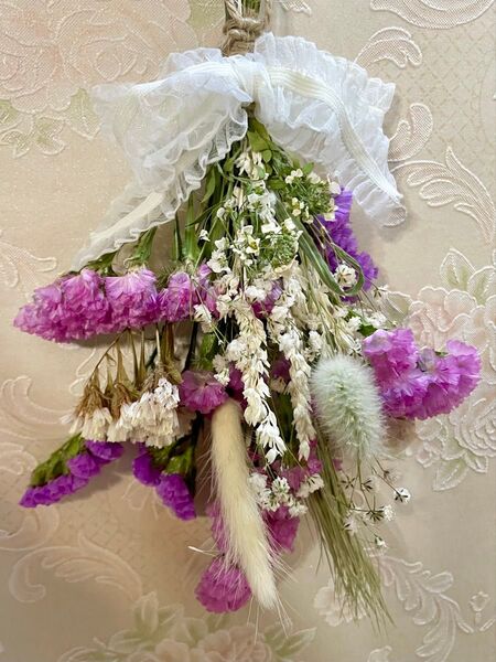 カスミソウ花言葉「感謝」(*´`*)ドライフラワー・スワッグ・花束・ブーケ・スプレー済み・約23㎝・ハンドメイド・手芸・