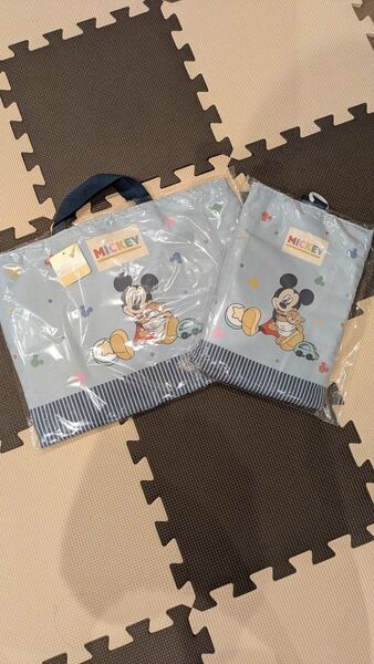 新品未使用 アカチャンホンポ 赤ちゃん本舗 ディズニー ミッキー レッスンバッグ シューズバッグ セット 入園準備 トートバッグ