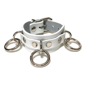 【300SDN】新品 ホワイト シドリング レザーリストバンド 白革 腕輪 ブレスレット パンク系 ロック系 男女兼用