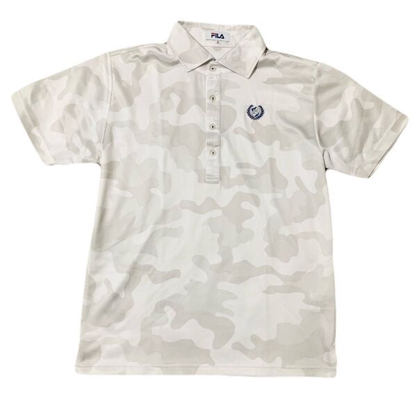FILA ポロシャツ 半袖 Lサイズ CAMO 迷彩 ゴルフウェア ゴルフ