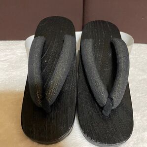 下駄 レディース 黒 金ラメ
