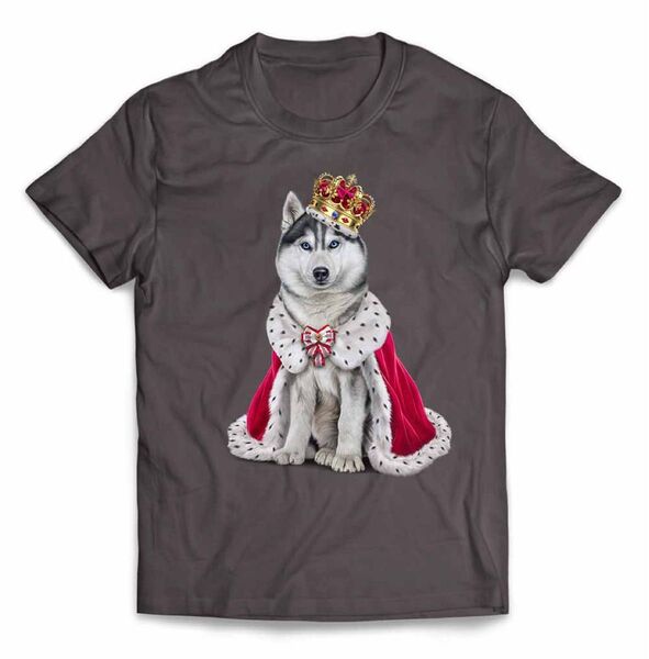 シベリアンハスキー 犬 いぬ 王様 王子様 王冠 キング 半袖 Tシャツ メンズ レディース キッズ プリント