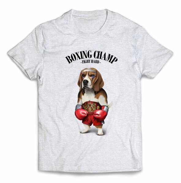 ビーグル 犬 いぬ ボクシング チャンピオン 筋トレ ジム 半袖 Tシャツ メンズ レディース キッズ プリント Tee