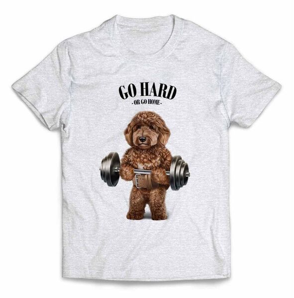 ゴールデンドゥードル 犬 いぬ 筋トレ ウエイトリフティング バーベル ジム 半袖 Tシャツ メンズ レディース キッズ プリント