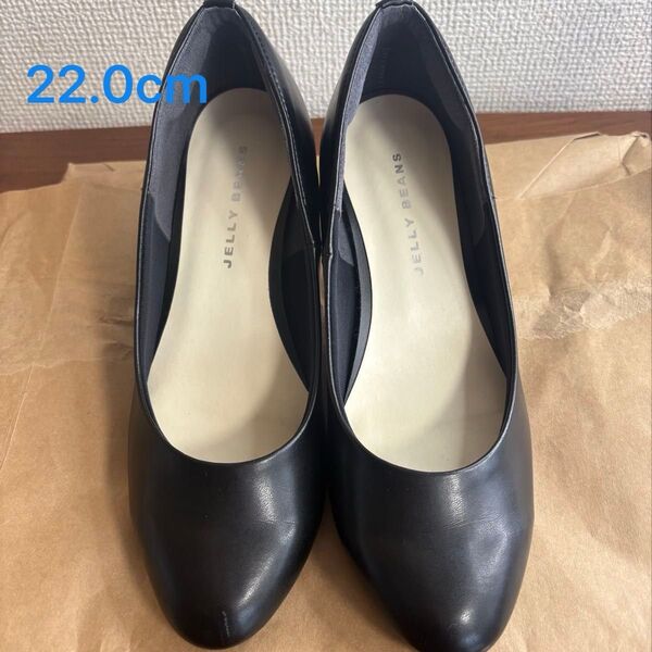 黒パンプス 合皮 22.0cm ジェリービーンズ