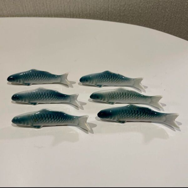 陶器製 魚形箸置き 6個セット リアルな魚がかわいい