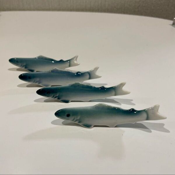 陶器製 魚形箸置き 4個セット リアルな魚がかわいい