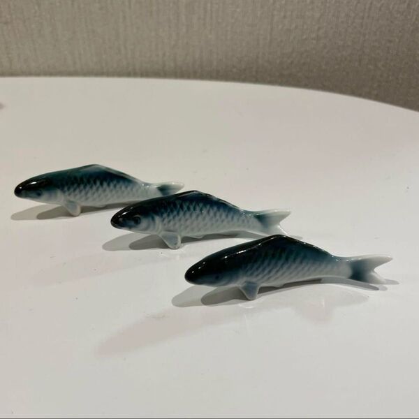 陶器製 魚形箸置き 3個セット リアルな魚がかわいい