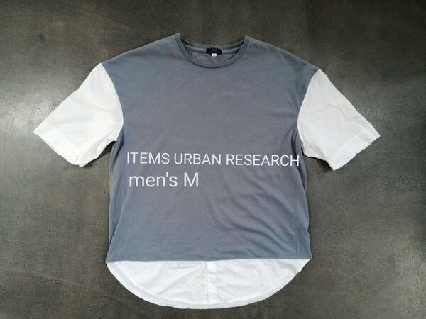 ITEMS URBAN RESEARCH アイテムズ アーバンリサーチ 半袖Tシャツ メンズM ブルーグレー