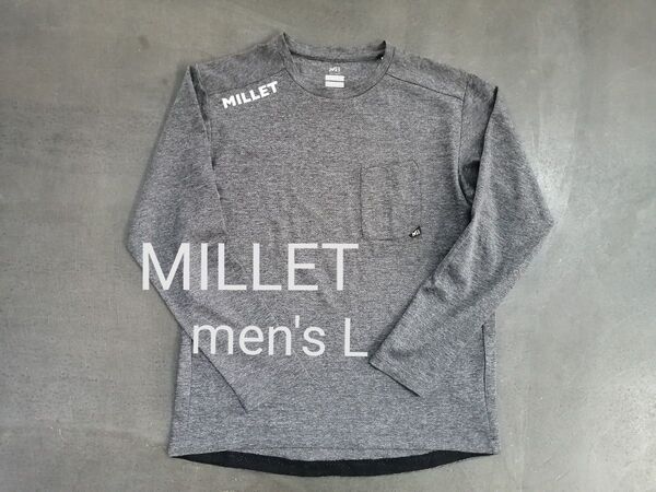 MILLET ミレー 長袖Tシャツ メンズL アイラクルーロングスリーブ グレー ポリエステル
