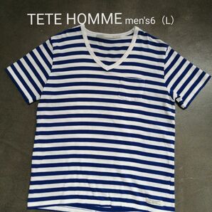 TETE HOMME テットオム 半袖Tシャツ メンズ6 L相当 ブルー系