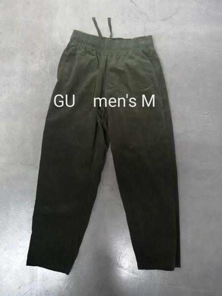 GU ジーユー コーデュロイシェフパンツ メンズM イージーパンツ ダークグリーン ウエストゴム