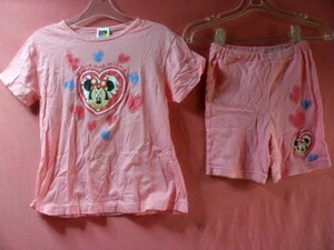 ＵＳＥＤ キッズ ディズニーミニーマウス Ｔシャツ・ハーフパンツ上下セット サイズ１２０ ピンク系