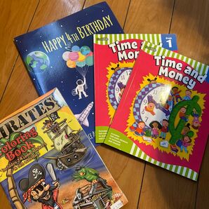 Time and Money Happy 4th Birthday 2冊セット 英語版学習ドリル 未使用 パイレーツ ぬりえ