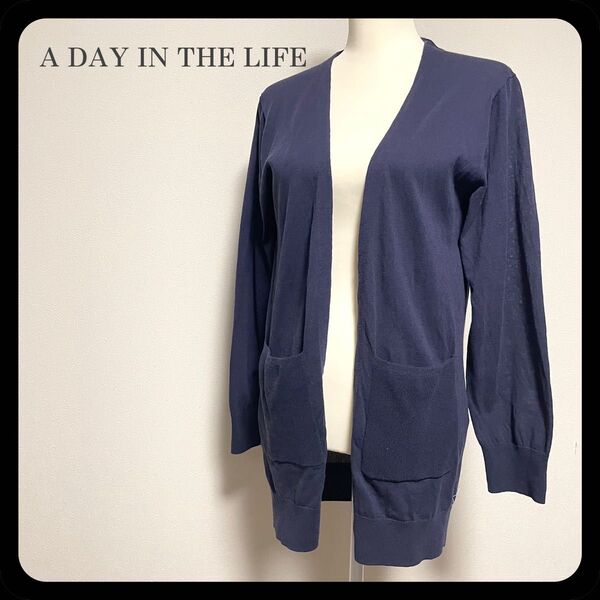 【美品】A DAY IN THE LIFE コットン混 薄手 長袖カーディガン
