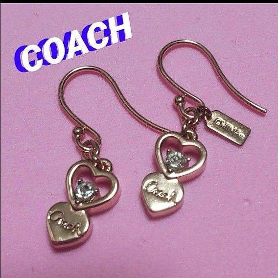 COACH ツインハート & ストーン ピアス、美品