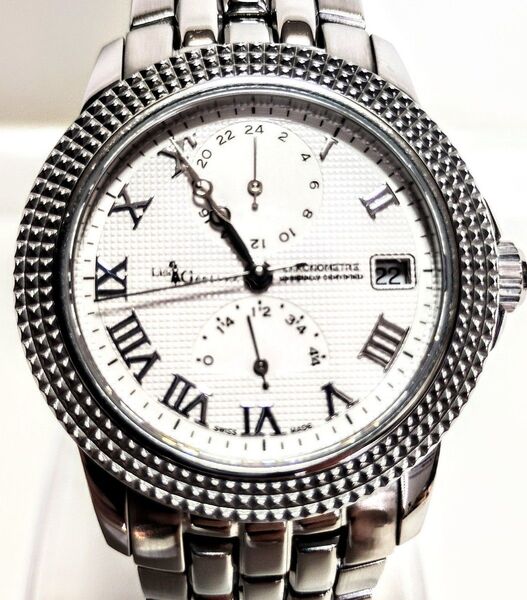 超美品 スイス製 レ・ジェネヴェ GMT クロノメーター パワーリザーブ サファイアクリスタル