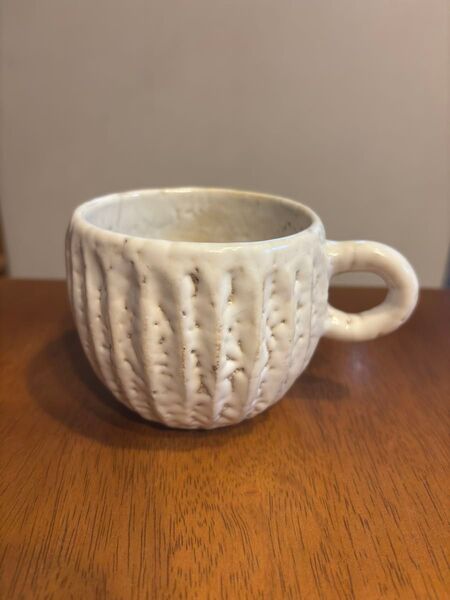 手作り 白マット釉薬マグカップ