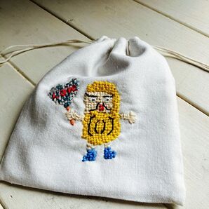 巾着袋 黄色のだるまちゃん ハンドメイド 巾着