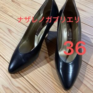 パンプス ブラック シューズ エナメル 靴 イタリア製 ヒール フォーマル パーティー 革靴 36 黒