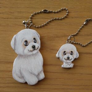 ビションフリーゼ・中小キーホルダー2個セット バッグチャーム ハンドメイド 雑貨 犬 犬雑貨 アクセサリー