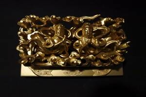 【収集品】最高級品　仏壇用の彫り物　裏金　本金粉　金具付き（200329D-2）1723　M