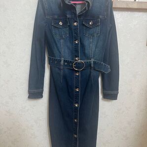 GAUDI JEANS デニムワンピース ベルト付き インディゴブルー