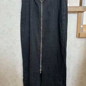 デニムスカート レオパード柄 ブラック