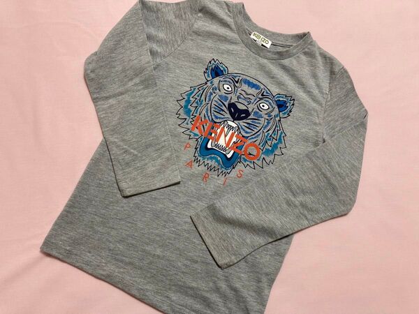 KENZO キッズ 長袖Tシャツ タイガーロゴ グレー 8A