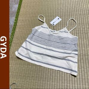 タグ付き 未使用 GYDA ボーダーポケットキャミ ショート丈 トップス グレー フリー y2k