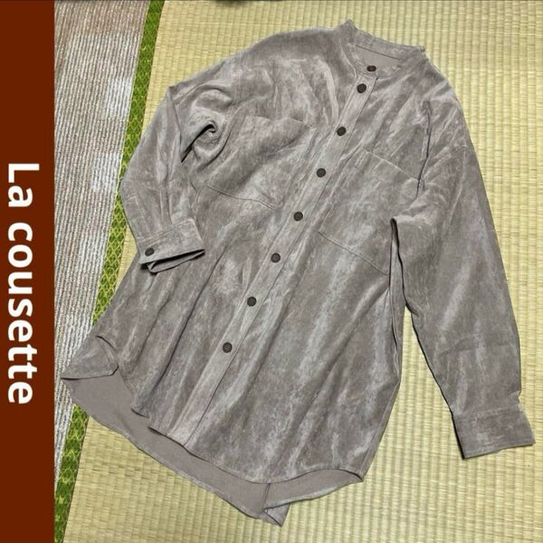 La cousette ラクゼット ロングシャツ 長袖 チュニック シャツワンピース バンドカラー FREE ベージュ