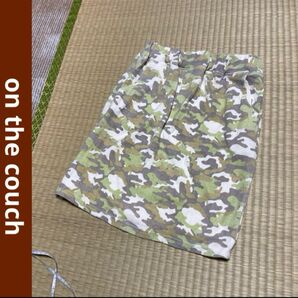 オンザカウチ レディース カモフラ 迷彩 ひざ上丈 タイトスカート 裏地付き M スカート ボトムス タイトスカート ウエストゴム