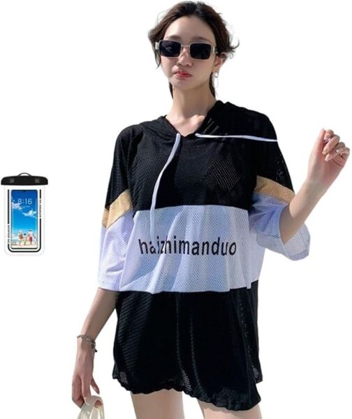 【水着3点セット+防水スマホケース】レディース ラッシュガード ショートパンツ