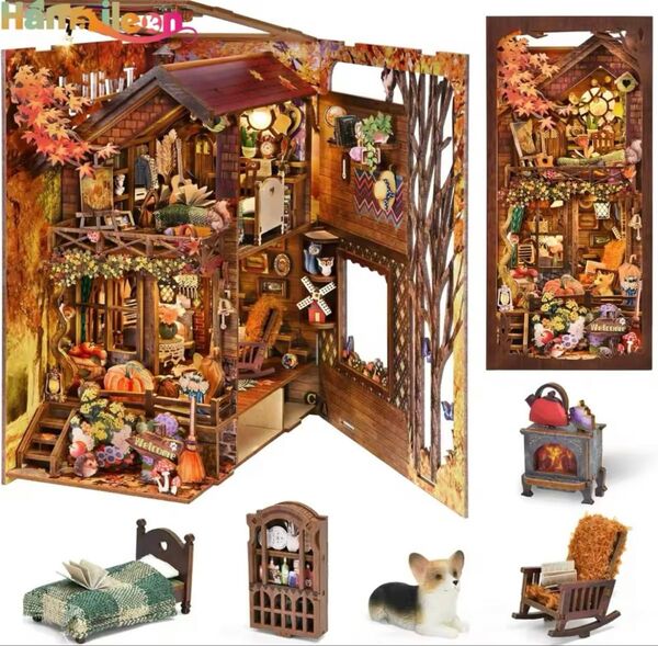 黄昏の別荘 ★ ブックヌック 作成キット ディスプレイ 木製ブックエンド ミニチュアハウス ドールハウス 模型 ミニチュア