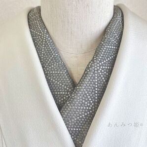 ポリエステルの半衿 麻の葉ガンメタル