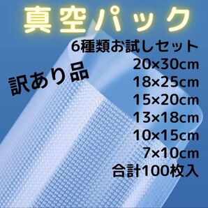 訳あり品 真空パック袋 食品保存袋 フードセーバー フードシーラー 汎用 お試し6種セット