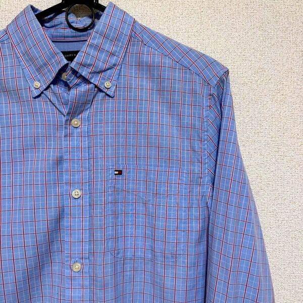 【TOMMY HILFIGER】トミーフィルガー チェック ボタンダウン 長袖シャツ xs