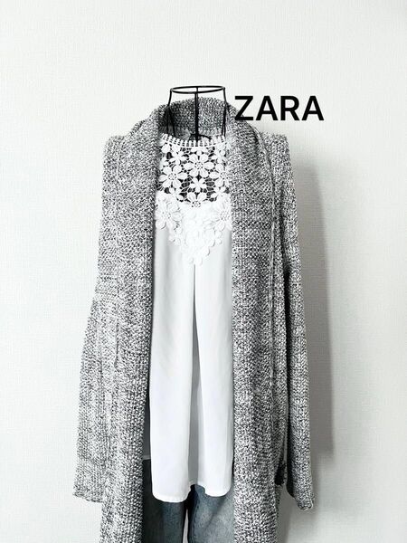 ZARA オープンフロント ロングニットカーディガン