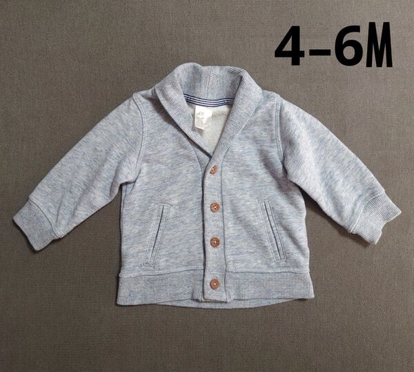 H&M エイチアンドエム フードなしパーカー カーディガン ブルー ホワイト グレー ミックスカラー 男女兼用 4-6M 68cm