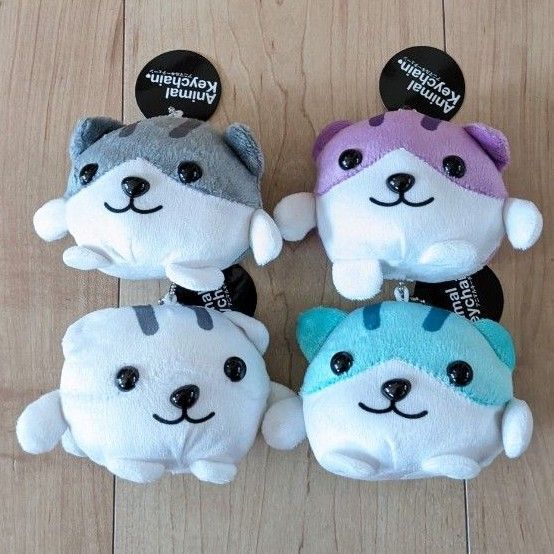 アニマルキーチェーン ぬいぐるみ マスコット ネコ ねこ 猫 4色セット
