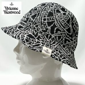 【新品】Vivienne Westwood オーガニックコットン 日本製 オーヴ総柄 軽量 UV加工サーモバケットハット S/M
