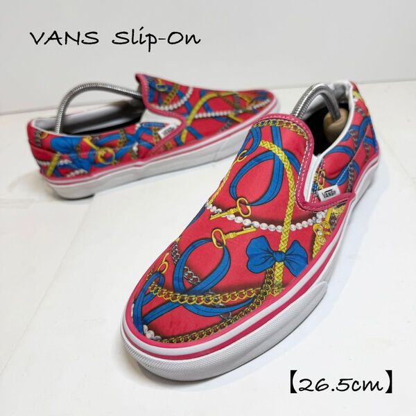 VANS/バンズ★Slip-On/スリッポン★総柄★Red/赤青★26.5