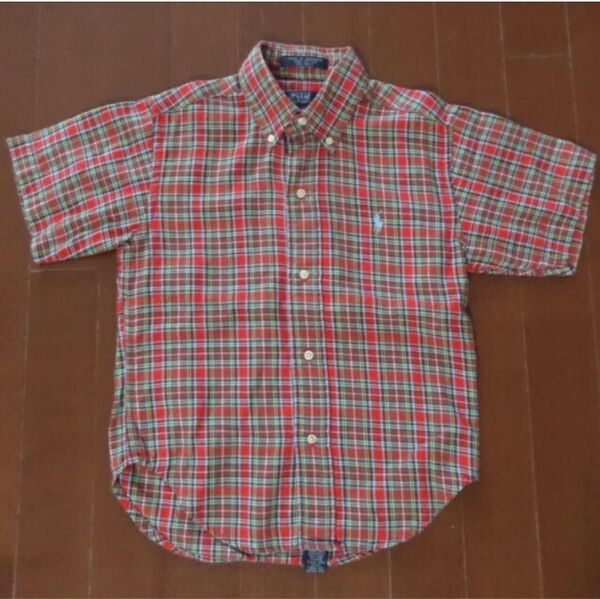 POLO RALPH LAUREN 半袖シャツ 140 チェック レッド系 ポロラルフローレン