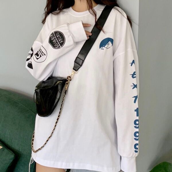【未使用品】 ビックサイズ オーバーサイズ ホワイト ロンT 長袖Tシャツ