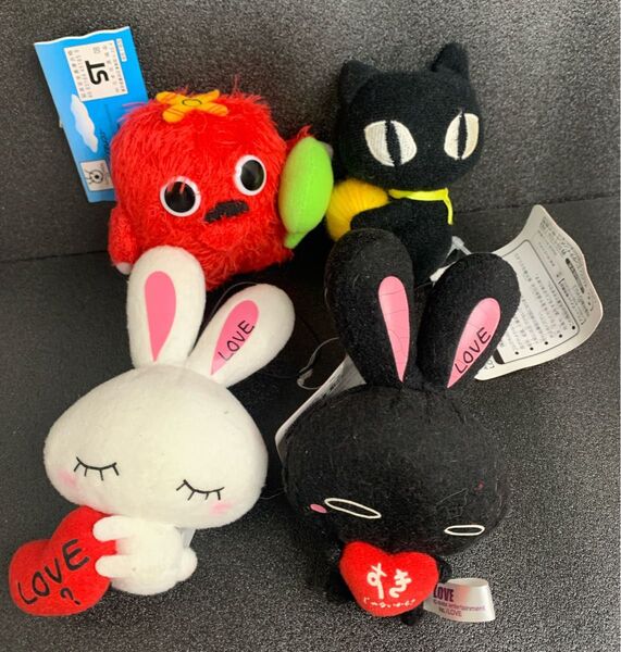 ストラップ チャーム ぬいぐるみ くろねこクロネ ムック 大塚愛 LOVEちゃん うさぎ 4点
