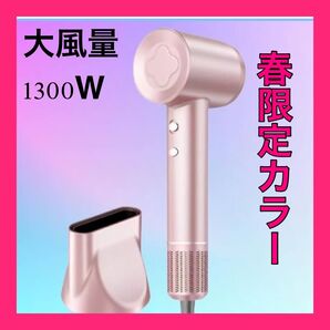 ライヤー ハイスピードモーター ヘアドライヤー 【2025 年の春桜の季節限定カラー】 大風量 1300W 速乾