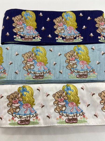インド刺繍リボン インド刺繍 各約1mずつ、合計約3m ハンドメイド 手芸 パーツ くま 女の子